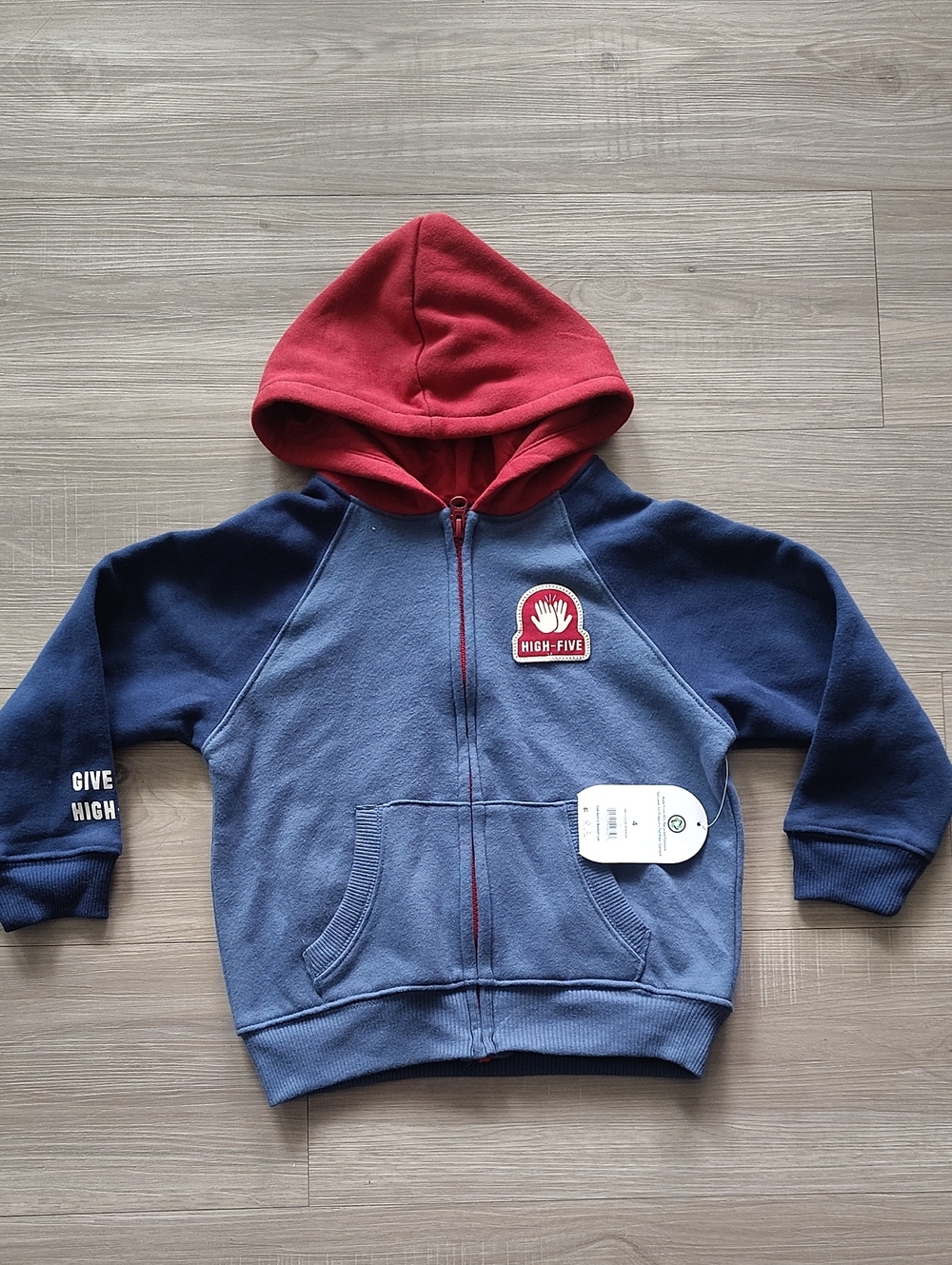 wonder nation Blue & Red High-Five Hooded Zip Sweatshirt
